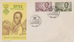 Enveloppe  FDC   1er  Jour  IFNI   Aide  à   Barcelone   1963 - Ifni