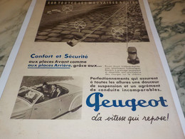 ANCIENNE PUBLICITE MAUVAISE ROUTE VOITURE  PEUGEOT   1937 - Cars