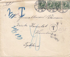 Denmark Brotype KØBENHAVN N. 1906 Cover Brief DANSKE KONSULAT HAMBURG (Arr. ) T-Cds. TAXE Postage Due 4x Chr. IX. - Briefe U. Dokumente