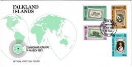 Falkland Islands 1983 Commonwealth Day - Stamps On Stamps FDC - Falkland