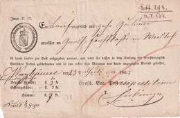 BADEN 1863 DOCUMENT POSTAL - Brieven En Documenten