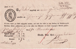 BADEN 1863  DOCUMENT POSTAL - Cartas & Documentos