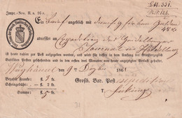 BADEN 1861  DOCUMENT POSTAL - Lettres & Documents