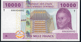 C.A.S. CONGO P110Tc 10000 Or 10.000 Francs 2002 Signature 11 AU+/UNC. Small Wave /légère Vague - Central African States