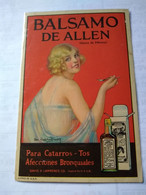 Delcampe - Cromo No Postcard1915 13.*8.75 Cmt.signed Girl Drawing.poster Type.balsamo De Allen. Cough. Formula Det.text In Spanish. - Gesundheit