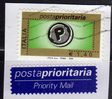 ITALIA REPUBBLICA ITALY REPUBLIC 2004 POSTA PRIORITARIA PRIORITY MAIL € 1,40 USATO USED OBLITERE' - 2001-10: Usados