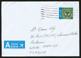 Belgium 2014 Butterfly Stamp (Mi 4302BDl) Air Mail Cover Used To Manisa Turkey - Cartas & Documentos