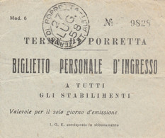 BIGLIETTO INGRESSO TERME DI PORRETTA (MF1862 - Tickets - Vouchers