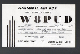 Cleveland, Ohio (USA) Carte CQO De RADIO AMATEUR 1956 Timbrée Au Verso (PPP31973) - Cleveland