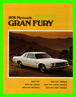 BROCHURE DE 1976 PLYMOUTH GRAN FURY , ANGLAIS - 6 PAGES - DIMENSION 22 X 28 Cm - - Cars