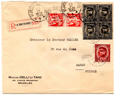 Lettre Recommandée De Saint Josse Ten Noode (23.04.1934)  Pour Aarau - 1934-1935 Leopoldo III