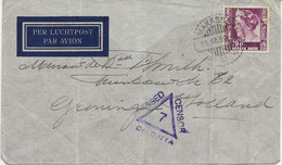 INDE NEERLANDAISE -  LETTRE AFFRANCHIE N° 189 - ANNEE 1939 + CACHET CENSURE CALCUTTA - Nederlands-Indië