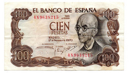 Espagne-  100 Pesetas 17/11/1970 -  état  TB - 100 Pesetas