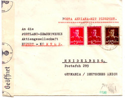 Lettre Par Avion De Bucarest (20.06.1941) Pour Heidelberg Censure Allemande - World War 2 Letters