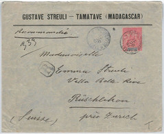 44974 - MADAGASCAR -  POSTAL HISTORY - COVER To SWITZERLAND 1911 - Cartas & Documentos