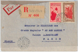44973 - MADAGASCAR -  POSTAL HISTORY - REGISTERED Airmail COVER  To FRANCE 1936 - Covers & Documents