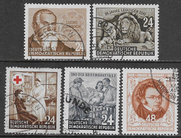 Germania Est DDR 1953 Cranach, Red Cross, Day Of Stamp, Zoo, Schubert Mi N.384-385,396-397,404 US - Used Stamps