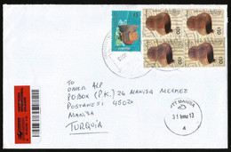 Argentina Buenos Aires 2013 Registered Cover Used To Turkey | Mi 3214 & 3214 II [pair] & Mi 2598 IIA, Archaeology - Brieven En Documenten