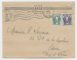 FRANCE CHAINE 50C +30C LETTRE PARIS 2 JUIL 1945  AU TARIF IMPRIME - 1941-66 Armoiries Et Blasons