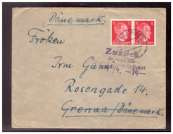 Dt- Reich (020233) Brief Nach Dänemark Mit Stempel Zurück Da Nicht Am Postschalter Aufgeliefert, Gel. Kamenz - Cartas