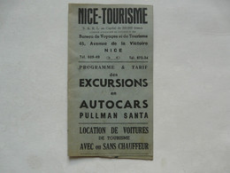 VIEUX PAPIERS - NICE -TOURISME : Programme Et Tarif Des EXCURSIONS En AUTOCARS PULLMAN SANTA - Europe