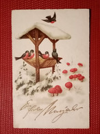 CPA - PAYSAGE DE NEIGE AVEC OISEAUX ET CHAMPIGNONS - Paddestoelen