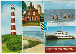 Groeten Van Ameland - Vuurtoren, Badmode, Veerboot, Strand - (Wadden, Nederland / Holland) -  Nr. R 3 - Ameland