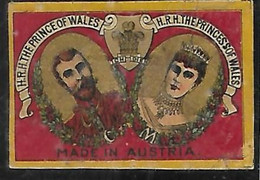 ENGLAND  MATCHBOX LABEL  " H.R.H. PRINCE OF WALES " AND " H.R.H.  PRINCESS OF WALES "   MADE IN AUSTRIA". - Luciferdozen - Etiketten