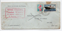 - Lettre VOYAGE INAUGURAL Paquebot FRANCE - LE HAVRE - NEW YORK - 3 Février 1962 - A ÉTUDIER - - Maritime Post