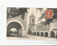 DAUMAZAN LE LOT ET GARONNE ILLUSTRE L'EGLISE ET LA PLACE (EPICERIE) - Damazan