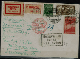 RUSSIA  1932 REGISTERED COVER FLIGHT IN 25/8/1932 FROM MOSCOW TO BERLIN VF!! - Lettres & Documents