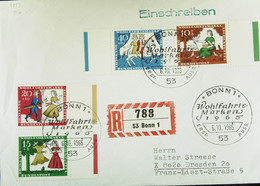 BRD: FDC-Brief Mit Satz Wohlfahrtsmarken 1965 -Märchen Der Brüder Grimm- SoSt. BONN 1 Vom 6.10.1965 Knr: 485/8 - R- Und V-Zettel