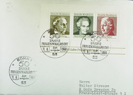 BRD: FDC-Brief Mit Block 5: 50 Jahre Frauenwahlrecht In Deutschland- SoSt. BONN 1 Vom 11.8.1969 Knr: Block 5 (596/8) - 1961-1970