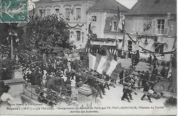 NOYERS - 1911 - INAUGURATION DU BUREAU DE POSTE PAR M . PAUL - BONCOURS MINISTRE DU TRAVAIL - ARRIVEE DES AUTORITES - Noyers Sur Cher