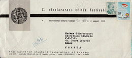 TURQUIE AFFRANCHISSEMENT COMPOSE SUR LETTRE AVION POUR LA FRANCE 1959 - Lettres & Documents