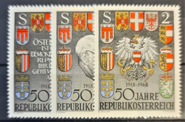 AUSTRIA 1968 - MNH - ANK 1303-1305 - 50 Jahre Republik Österreich - Briefe U. Dokumente