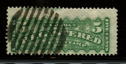 CANADA - 1876 REGISTRATION Stamp 5c SCOTT #F2. Used. - Aangetekend
