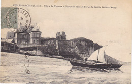 76. VEULES LES ROSES. CPA. VILLA "LA TERRASSE". SEJOUR DE BAINS DE MER DE LA SOCIETE LAITIERE MAGGI. ANNEE 1914 + TEXTE - Veules Les Roses