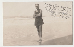 Man With Classic Swimwear Beach Portrait Gay Int. Vintage 1920s Orig Photo (11099) - Persone Anonimi