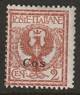 Italy Aegean Coo 1912 Sc 1 Egeo Cos Sa 1 MH* Some Crazed Gum - Aegean (Coo)