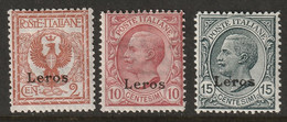 Italy Aegean Lero 1912 Sc 1-3 Egeo Lero Sa 1-3 MH* Some Crazed Gum - Egeo (Lero)