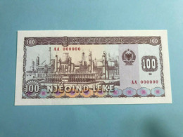 ALBANIA BANKNOTES SPECIMEN 100 ALBANIAN LEK PAPER MONEY 1991 UNC - Albanië