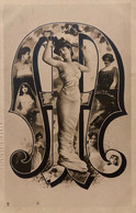 Lettre M , M - Carte Photo - Alphabet Femmes - Art Nouveau Jugenstil - Frauen
