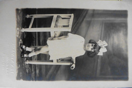 Photo Ancienne CPA Indochine Cochinchine Petite Fille En Pose Signé Khanh Ky Saigon 1923 - Old (before 1900)