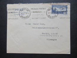 Frankreich 1930 Flugpostmarke Nr. 255 EF Verwendet 1933 Nach Berlin Maschinenstempel Paris Cheques Postaux Demandez - Briefe U. Dokumente