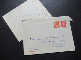 Frankreich 1942 Auslandsbrief Von Allier Nach  Aarau In Der Schweiz OHne Zensur Der Wehrmacht! Brief Mit Inhalt - Brieven En Documenten