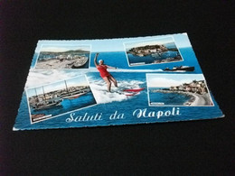 SCI NAUTICO SCI ACQUATICO GIOVANE DONNA COSTUME ROSSO SALUTI DA NAPOLI VEDUTE - Ski Náutico