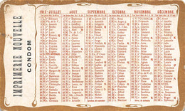 21-P-PLT.3479 :  CALENDRIER 1912. IMPRIMERIE NOUVELLE A CONDOM. GERS. - Petit Format : 1901-20