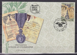 SERBIA  2021,100 YEARS OF THE ALBANIAN COMMEMORATIVE MEDAL,HISTORY,FDC - Serbia