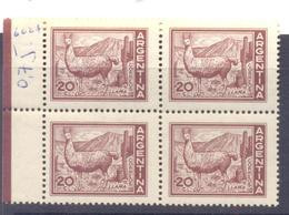 1961. Argentina, Mich.763, Animal, Lama, 4v In Block,  Mint/** - Neufs